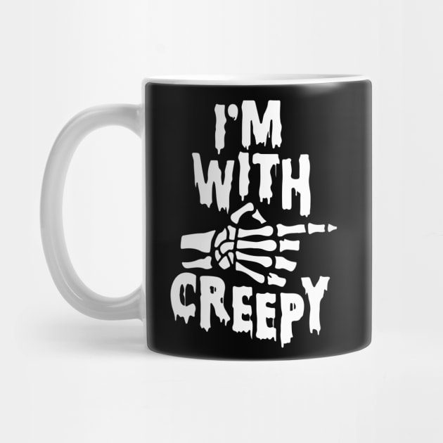 I'm With Creepy Skeleton Finger Black Goth Punk Halloween by Prolifictees